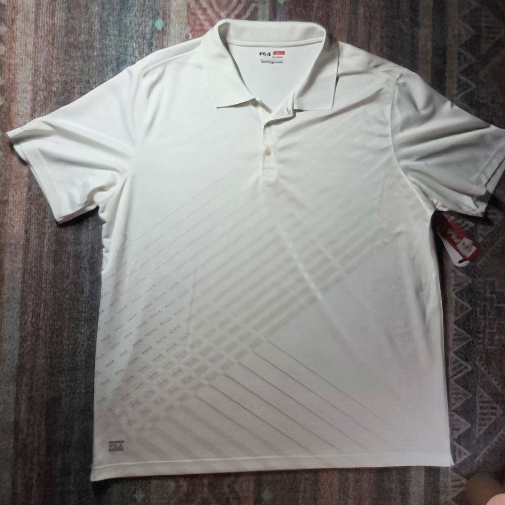 FILA Men’s White Performance Golf Polo Shirt XXL